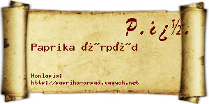 Paprika Árpád névjegykártya